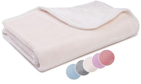 liebling Kuscheldecke Kids Cashmere Feeling Kinder Decke 100 x 150 cm, Wollweiß, Premium Sofa Decke, Dicke warme Wohndecke, 500 gr. / m²