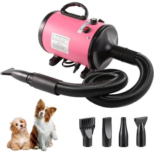AHWOiHS Hundefön Hundetrockner, 2800W Hundefön Blower Sehr Leise mit Einstellbarer, Pet Dryer Haustier Haartrockner mit 4 verschiedenen Düsen und elastischem Schlauc