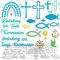 BETESSIN Stanzschablonen Einladung zur Taufe Kommunion Stanzform Schriftzug Einladung Fisch Kreuz Taube Stanzbögen Kartenbasteln Grußkarte Metall Cutting Dies Scrapbooking Stanzen Prägeschablonen