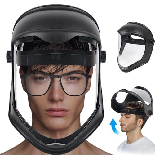 Face Shield Windproof Anti-fog Face Shield Mask Chainsaw Helmet Protective Full Face Mask Adjustable Breathable Flippable PC Impact Temperature Resistant Face