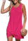 CUPSHE Women's Swimsuit Coverup Sleeveless Waffle Knit Swimwear Beach Cover Ups Twisted Mini Dress Rose Red M