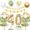 40. Geburtstag Deko Salbeigrüne, Deko 40 Geburtstag Frau Mann, 40er Geburtstag Luftballon mit Girlande, Geburtstag 40 Tortendeko Grün Gold, Avocado Grüne Konfetti Ballon für 40. Geburtstag Party Deko