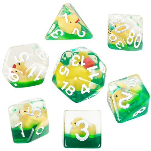 OriCraft D20 - Set di dadi a forma di anatra gialla, per giochi di ruolo poliedrici, dungeons e dragons, colore: giallo