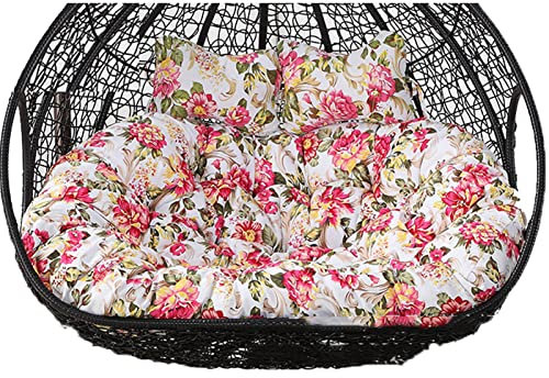 Egg cushion Double Hanging Swing Lounge Chair Soft Deep Cushion, Outdoor 2 Seater Swing Chair Pad with Ties,Fully Filling, Not Collapse(D)