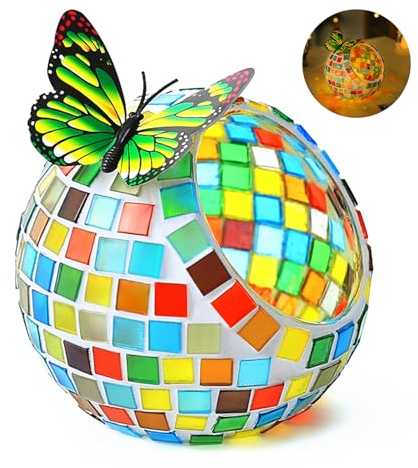 Glasmosaik Bastelset,glasmosaik kerzenhalter kit,Basteln Mädchen 10 Jahre,Mosaik Bastelset Kinder,DIY Mosaik Lampe Kreativ Geburtstagsgeschenk für Kinder Erwachsene
