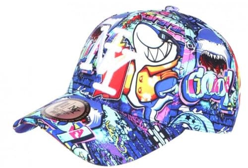 Hip Hop Honour Casquette NY Requin Bleue et Blanche Cartoon Baseball Wild - Taille Unique - Bleu