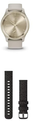 Garmin vívomove Trend, Stylish Hybrid Smartwatch with up to 5 days battery life, French Grey & Quick Release Band (20 mm) - Black Pepper with Slate