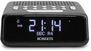 Roberts ORTUSDAB FM/DAB/DAB+ Digital Clock Radio with Bluetooth, Alarms with large LCD VA Display, Black