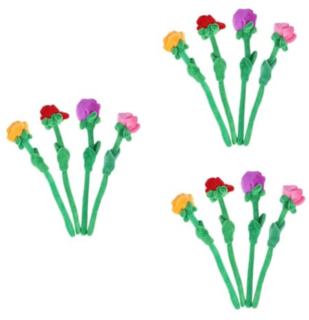 WHAMVOX 12 Piezas Ramo De Rosas De Peluche Flor Artificial Ramo De Rosas De Simulación Rellenos De Jarrones Falsos Flor Rosa De Peluche Ramo De Flores De Peluche Felpa Peluche Falso