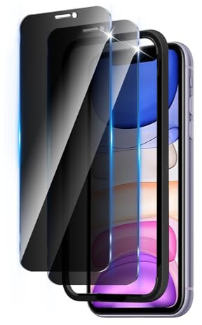 LZAYN 2 Pack Privacy Screen Protector for iPhone 11/ XR (6.1 inch, Impact-Resistant, Anti-Scratch,Bubble Free, Black Anti Spy Tempered Glass Film, Easy Installation Tool, Case Compatible