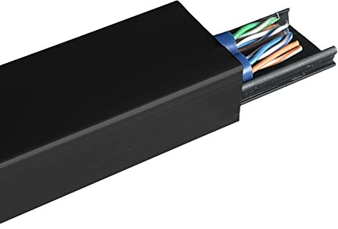 Cache-câble en métal de 150 cm de long pour intérieur/extérieur, mur TV, haut-parleurs et cordons d'alimentation, noir, solution de gestion de fils de 20 mm de large