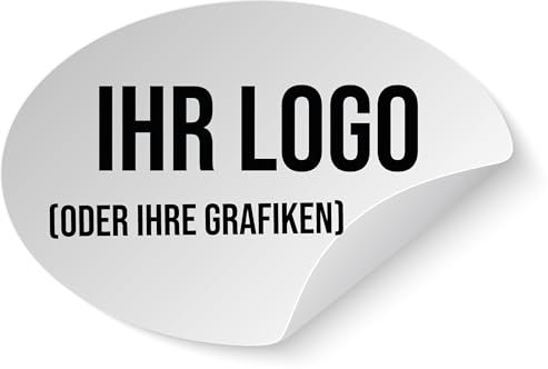 100 personalisierbare Mehrzweck-Aufkleber – Fügen Sie Ihr Logo oder Ihre Grafik ein. Wählbare Größe von 2 cm bis 20 cm. Ideal für Dekorationen, Etiketten, und kreative Projekte (Oval)