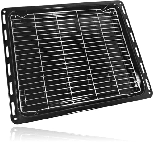 SPARES2GO Universal Oven Grill Tray Shelf Pan Base and Grid Rack (46.5cm x 37.5cm) 465mm x 375mm