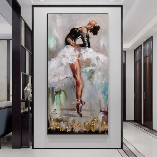 Ölgemälde „Ballerina“ im Vintage-Stil, Balletttänzerin, Kunst, Leinwand, Poster, Drucke, Mode, Frau, Wandkunst für Wohnzimmer, Mädchenzimmer, Dekoration, 50 x 100 cm, rahmenlos