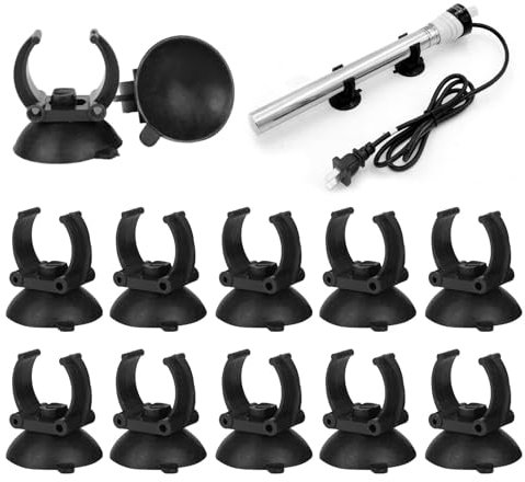 MAYOKIAAR Lot de 12 clips de chauffage d'aquarium noirs à ventouse 24 mm - Convient pour fixation standard de chauffage