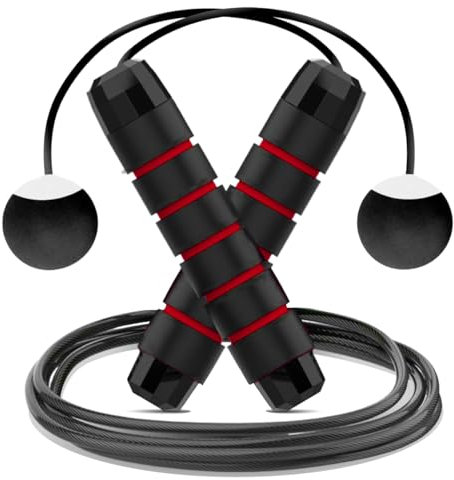 ONEGlobal Corde à sauter sans fil renforcée en acier pour adultes | Corde à sauter double réglable sans enchevêtrement avec poignée confortable en mousse EVA antidérapante pour l'entraînement, les