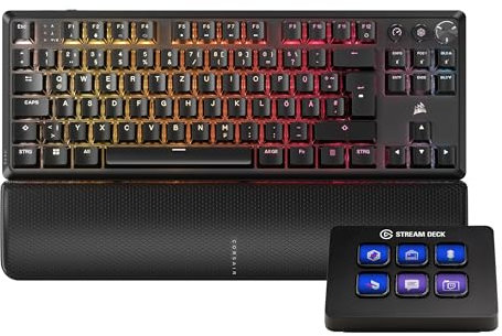 Corsair K70 CORE TKL Wireless + Elgato Stream Deck Mini Bundle – Mechanische Tenkeyless-Gaming-Tastatur mit Studio-Controller für Zoom, Teams, PowerPoint, MS Office etc, kompatibel mit PC/Mac
