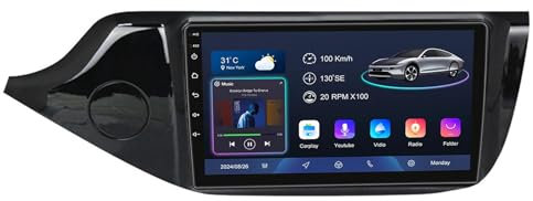 Radio de coche con pantalla táctil Android 14 de 9 pulgadas 2 DIN para KIA CEED 2012-2016 con controles de volante CarPlay y Android, navegación GPS, cámara de respaldo AHD Bluetooth (YS10 (2+32G))