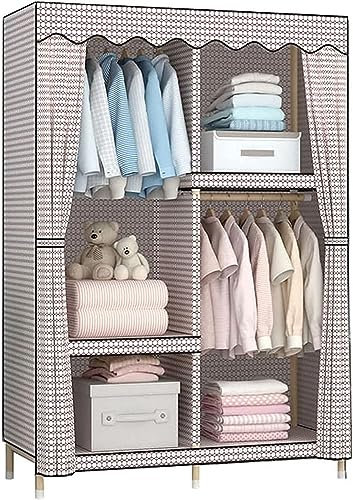 Tragbarer Kleiderschrank mit einfachem Stoffdesign, multifunktionaler offener Kleiderschrank mit Massivholzrahmen, einfach zu montierende Aufbewahrungslösung für Schlafzimmer oder Schrank