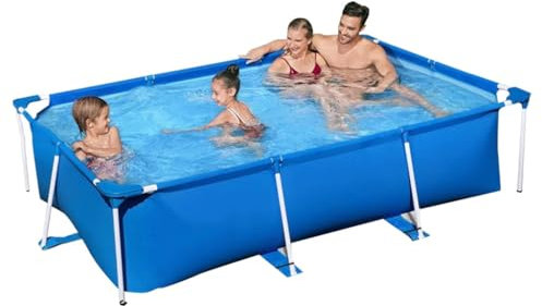 Easnuroz Piscina Exterior Rectangular con Estructura Metálica De 120-300 Cm Piscina Infantil Grande for Estudiantes Y Adultos Piscina Plegable con Estructura De Madera(259 * 170 * 61cm)