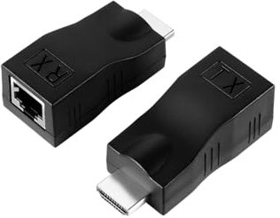 JZK 2 Pièces HDMI vers RJ45 rallonge jusqu'à 25 m, 1080p Câble réseau HDMI vers Ethernet Convertisseur Cat 5e/6 mâle vers Femelle Répéteur Adaptateur émetteur-récepteur pour HDTV, PS4, STB, DVD