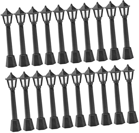 TOYANDONA Lot de 20 Mini Lampadaires Artificiels pour Décoration de Maison de Poupée Accessoires Miniatures Éclairage Décoratif Décor pour Micro Paysage Modèle de Lumière Miniature