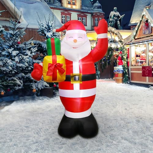 Père Noël Gonflable - Décoration de Casse-Noisette Gonflable avec Décor de Scène de Soldat à LED 240CM