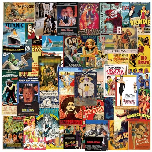 HTTDSLF 100 Stück Vintage Aufkleber, Vintage Film Aufkleber, Sticker Aesthetic, Scrapbooking Aufkleber ästhetisch Retro Journalzubehör Kit, Wasserfeste Vinyl Aufkleber für Kinder Mädchen Jugendliche