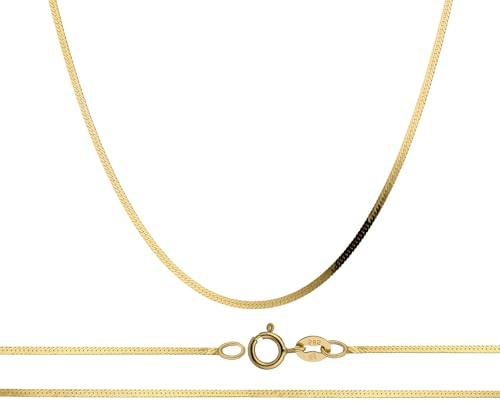 LAMUR Halskette damen, aus 585er-Gold, Kette für Damen (Band, Schlange)