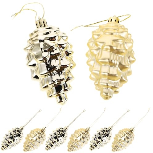 Cabilock 8pcs Christmas Tree Pinecone Ornaments Elegant Pine Cone Decorations for Holiday Wedding Party Shatterproof Hanging Ball