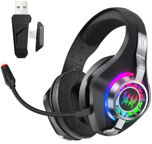 Vetrineinrete® Cuffia gaming led rgb 3 modalità di connessione Bluetooth wireless cablata con microfono cuffie per gioco smartphone Over Ear