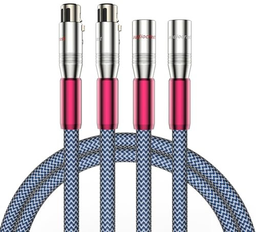 Viborg Pair 3.3ft HiFi XLR Cable Silver Plated Copper Interconnect Cord Braided XLR Audio Signal Cable Silver-Plated Shielding XLR Cord for Amplifier Mixer Microphone Speaker Phantom