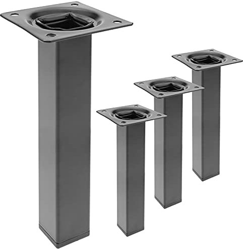 PrimeMatik - Pieds de Table carré pour Meubles et Bureau en Acier Noir 25cm 4-Pack