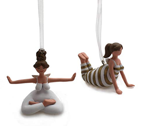 Dekofigur Yoga Engel Weihnachtsdeko Hänger Christbaumschmuck Dekoration Set/2