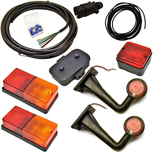 AB Tools 10m Trailer Light Wiring Kit Rear Lights, Side Front Markers, Plug, Junction Box