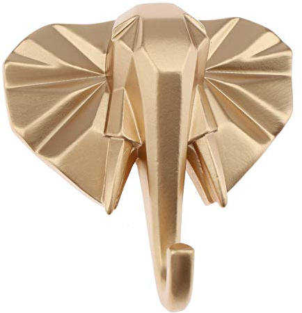 Kepfire Kreativ Tier Gold Elefant Kopf Wand Kunst Haken Einweihungsgeschenk Harz Zuhause Dekoration Hängend Mantel Schal Tasche Schlüssel Hutständer Wohnzimmer Schlafzimmer