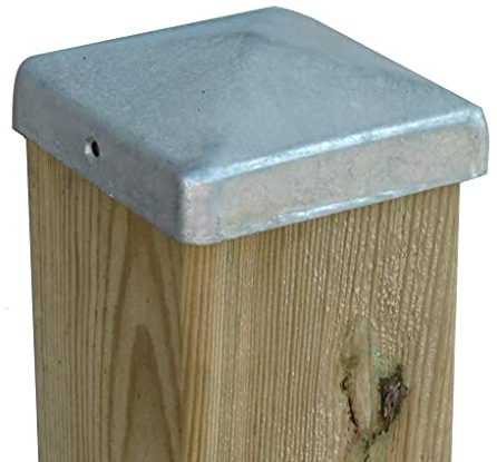 Verzinkte Pfostenkappe 100x100 mm Metall Abdeckkappe Zaunkappe Pfostenabdeckung Pfostenschutz für Holzpfosten Holz Zaun wetterfest rostfrei langlebig Schutzkappe Garten Pfostenabdeckungen