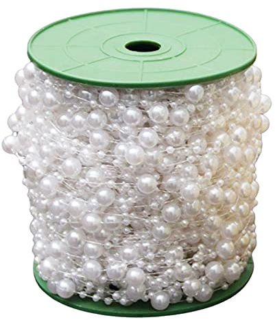 60 Meter Perlenband, Perlenschnur mit Angelschnur, Perlenkette Perlenschnur Perlengirlande, DIY Handwerk Perlengirlande, für Hochzeit, Brautstrauß, Partydekoration