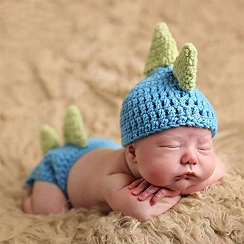 Ruspela Baby Dinosaur Outfits Hat and Pants Set Newborn Baby Photography Props for Infant Toddler Accessories Photography Costume