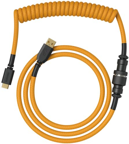Glorious Gaming Premium Coiled Keyboard Cable - Vergoldetes USB-A (PC) auf USB-C (Tastatur), Schutz vor Kabelsalat, doppelt geflochtene Ummantelung, 5-poliger Aviator-Stecker - Glorious Gold