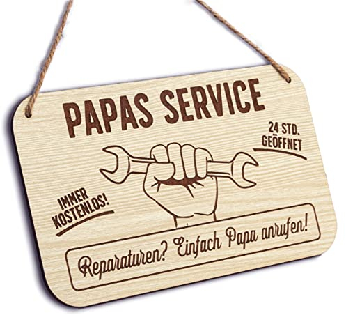 Glitzkind Holzschild Papas Service | Papa Geschenk Geburtstag Geschenke für Männer | Geburtstagsgeschenk für Papa |Bester Papa Don Papa Daddy | Witzige Lustige Geschenkideen Garten Heimwerker Vater