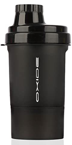 OXIDE Protein Shaker 500ml mit Sieb - Eiweiß Mixer, Fitness Trinkflasche, BPA-frei, Ideal für Bodybuilding, Fitness, Crossfit, Supplements & Eiweißpulver Mix - Leicht zu Reinigen, Pink (Schwarz)