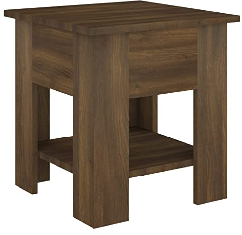 vidaXL Couchtisch mit Ablage Beistelltisch Wohnzimmertisch Kaffeetisch Sofatisch Teetisch Tisch Braun Eichen-Optik 40x40x42cm Holzwerkstoff
