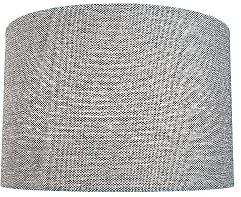 Modernistic and Textured 35cm Light Charcoal Grey Linen Fabric Drum Lamp Shade - 60w Maximum | for Table and Floor Lamp or Pendant Rose by Happy Homewares
