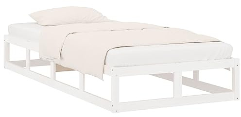 vidaXL Massivholzbett Bettgestell Bett Holzbett Einzelbett Bettrahmen Lattenrost Schlafzimmerbett Schlafzimmermöbel Weiß 100x200cm