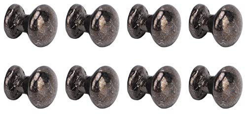 SPYMINNPOO 8Pcs 1:12 Scale Miniature Round Head Knobs, Metal Dollhouse Door Handle Knobs DIY Dollhouse Furniture Knobs Accessories (Black)