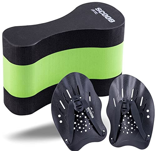 Pull Buoy + Hand Paddles set for Adults and Kids Swimming Aid Accessories for Strength Training Swim Floats Pool Exercise Equipment Kit for Men Women Children and Junior Sea Open Water Aids