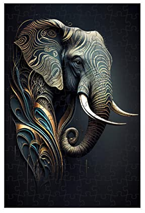 artboxONE-Puzzle S (112 Teile) Tiere Strukturierte Elefantenmalerei - Puzzle abstrakt detaillierte Elefant