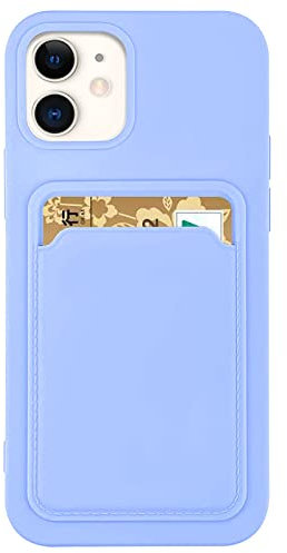 STICHY Custodia per cellulare in silicone morbido porta carte per iPhone 13 11 12 14 Pro Max Mini XS XR X 6S 6 8 7 Plus SE Cover a portafoglio Candy, viola lilla, per iPhone 12 Pro