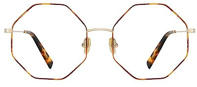 TIJN Designer-Brille für Damen und Herren, modische Brillen, Metallrahmen, nicht verschreibungspflichtig, geometrische Form (Duncan), Red Bird Schildkröte